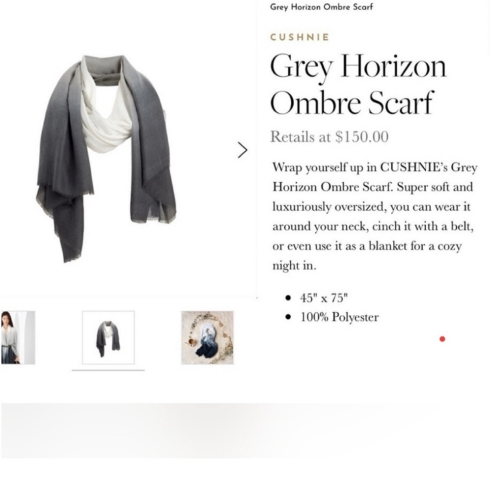 Cushnie lux grey horizon ombré scarf - Picture 5 of 11